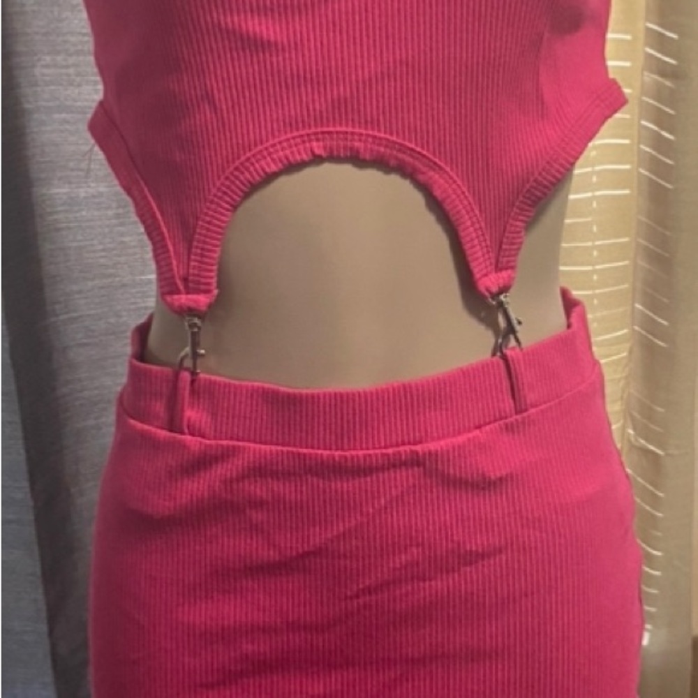 Pink Ribbed Two-Piece Set